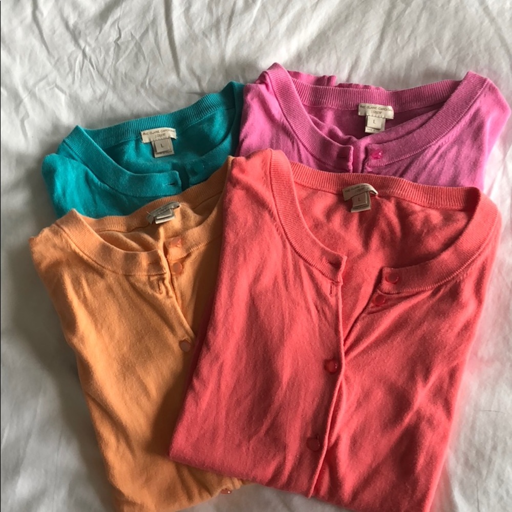 THREE Clare cardigans from J Crew